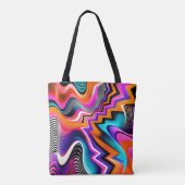 Psychedelische Zickzack-Abstrakt-Tasche Tasche (Rückseite)