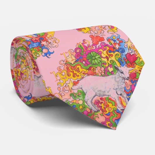 Psychedelische Ziege Krawatte (Gerollt)