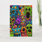 Psychedelische Zombies Halloween- und Farbseiten Karte (Vorderseite)