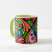 Psychedelischer 60er Farbiges Abstraktes Muster Tasse (Vorderseite Links)