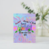Psychedelischer '60er—Frieden, Liebe, Rock 'n' Rol Postkarte (Stehend Vorderseite)