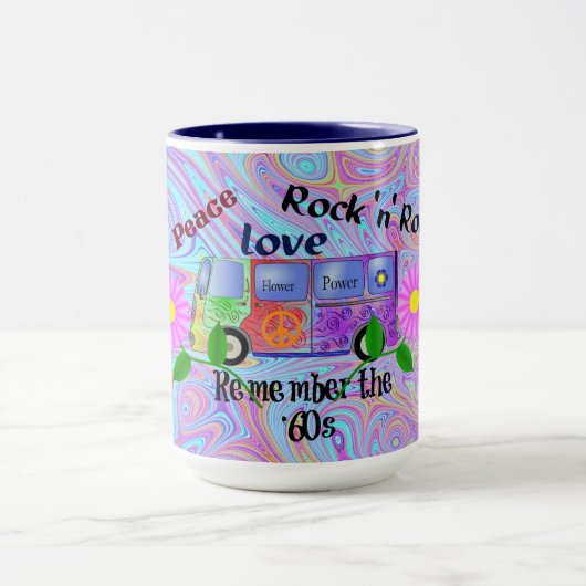 Psychedelischer '60er—Frieden, Liebe, Rock 'n' Rol Tasse (Zentrum)