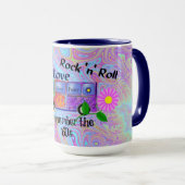 Psychedelischer '60er—Frieden, Liebe, Rock 'n' Rol Tasse (VorderseiteRechts)