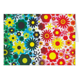 Psychedelischer 60er rotes grünes Blumen-Muster