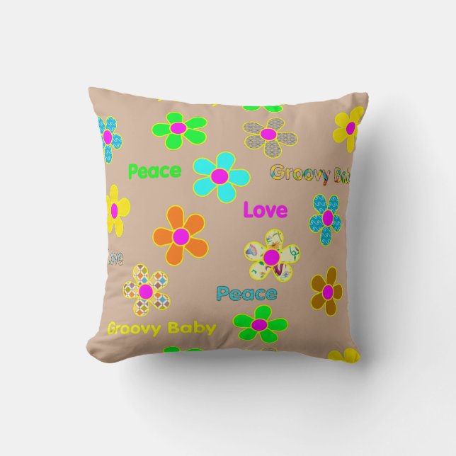 Psychedelischer 60er TANs Groovy Kissen (Vorderseite)