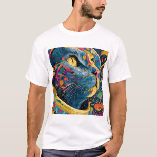 Psychedelischer Astro-Kater – Kosmischer Farbausbr T-Shirt