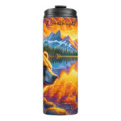 Psychedelischer Bärenberg Sonnenuntergang Thermosbecher (Vorderseite)