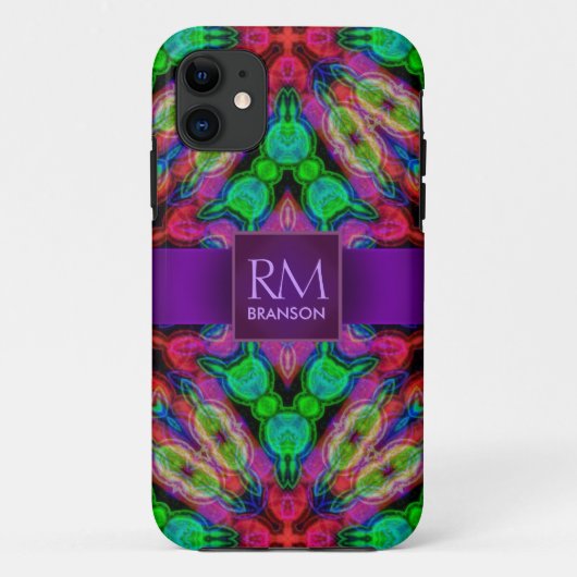 Psychedelischer Batik-Monogramm Fall-Mate™ Case-Mate iPhone Hülle (Rückseite)