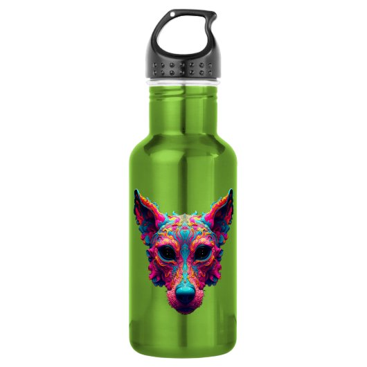 Psychedelischer bester Freund - Hundedesign-T-Shir Edelstahlflasche (Vorderseite)