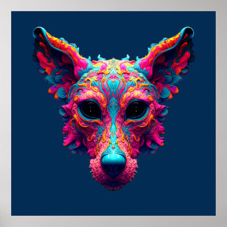 Psychedelischer bester Freund - Hundedesign-T-Shir Poster