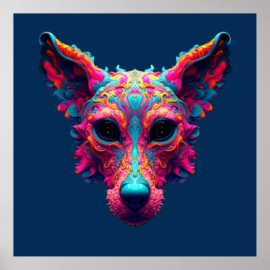 Psychedelischer bester Freund - Hundedesign-T-Shir Poster (Vorne)