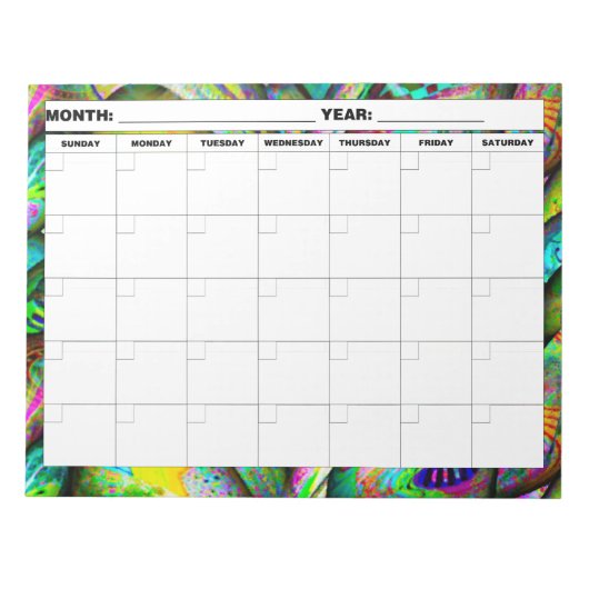 Psychedelischer Blankenkalender Notizblock (Vorderseite)