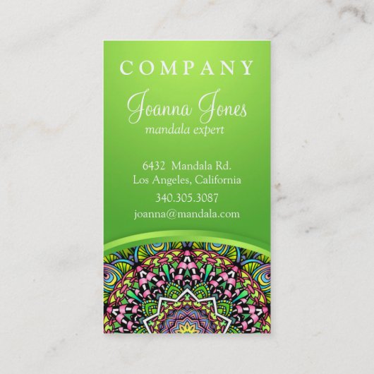 Psychedelischer BlätterMandala Visitenkarte (Rückseite)