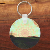 Psychedelischer, Blissful Sunset Hill Schlüsselanh Schlüsselanhänger (Rückseite)
