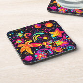 Psychedelischer Blumenkosmos Getränkeuntersetzer (Linke Seite)