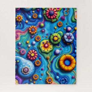 Psychedelischer Blumentraum - Blume der farbenfroh Puzzle