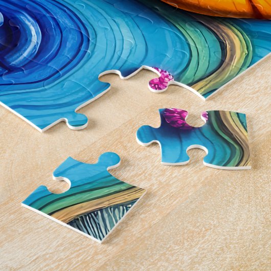 Psychedelischer Blumentraum - Blume der farbenfroh Puzzle (Seite)