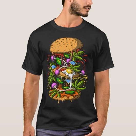 Psychedelischer Burger T-Shirt (Vorderseite)