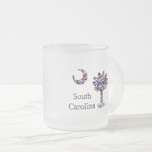 Psychedelischer CarolinaPalmetto u. Halbmond-Tasse Mattglastasse (VorderseiteRechts)