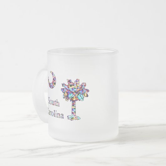 Psychedelischer CarolinaPalmetto u. Halbmond-Tasse Mattglastasse (Vorderseite Links)