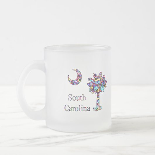 Psychedelischer CarolinaPalmetto u. Halbmond-Tasse Mattglastasse (Links)