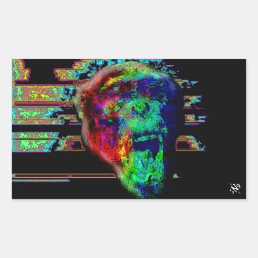 Psychedelischer Chimp v2 Rechteckiger Aufkleber (Vorderseite)