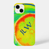 Psychedelischer Citrus Pop Art mit Initialen iPhone Hülle (Rückseite)