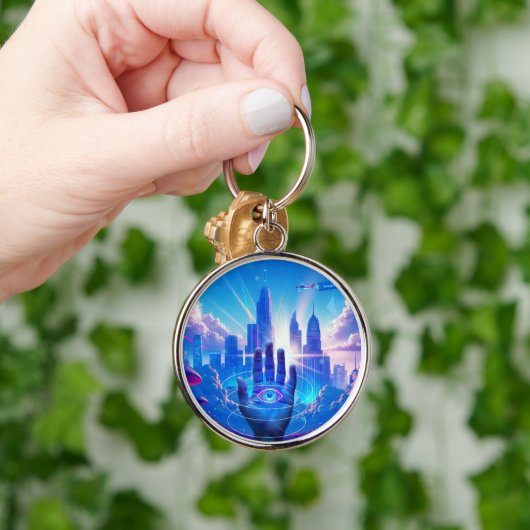 Psychedelischer City-Schlüsselanhänger | Dritte Se Schlüsselanhänger (Hand)