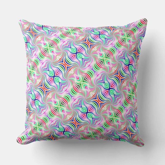 Psychedelischer Diagonal Rainbow Reversible Boho Kissen (Vorderseite)