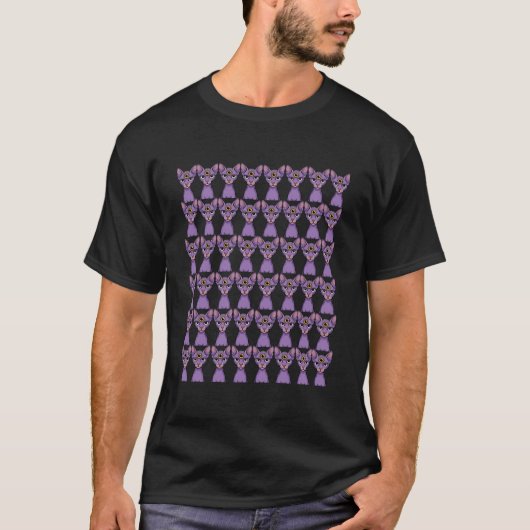 psychedelischer Drei-mit Augen-Kater-T - Shirt (Vorderseite)