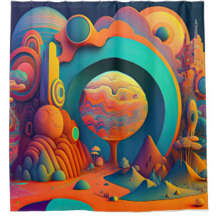 Psychedelischer Duschvorhang