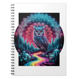 Psychedelischer Eulenmandala - Trippy-Waldkunst Notizblock