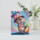 psychedelischer, farbiger Erdhund Postkarte (Stehend Vorderseite)
