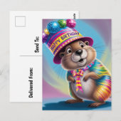 psychedelischer, farbiger Erdhund Postkarte (Vorne/Hinten)