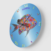 Psychedelischer, farbiger, exotischer Abstrakter F Große Wanduhr (Winkel)