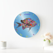 Psychedelischer, farbiger, exotischer Abstrakter F Große Wanduhr (Zuhause)