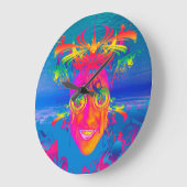 Psychedelischer Fisch Große Wanduhr (Winkel)