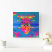Psychedelischer Fisch Quadratische Wanduhr (Zuhause)