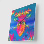 Psychedelischer Fisch Quadratische Wanduhr (Winkel)