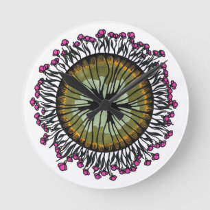 Psychedelischer floraler Mandala-Augen-Wanduhr T Runde Wanduhr