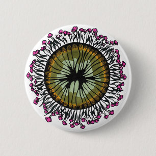 Psychedelischer floraler Mandala-Eye-Pin-Button Button