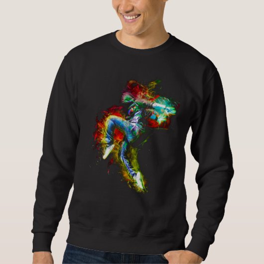Psychedelischer Fraktal Hip Hop Breaker Dancer Sweatshirt (Vorderseite)
