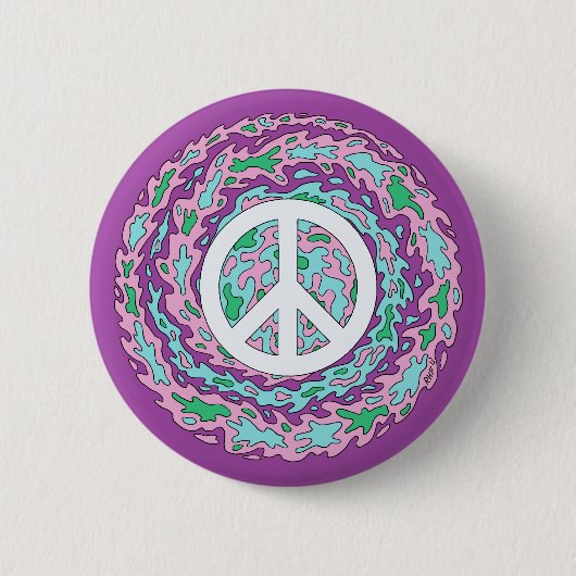 Psychedelischer Frieden Button (Vorderseite)