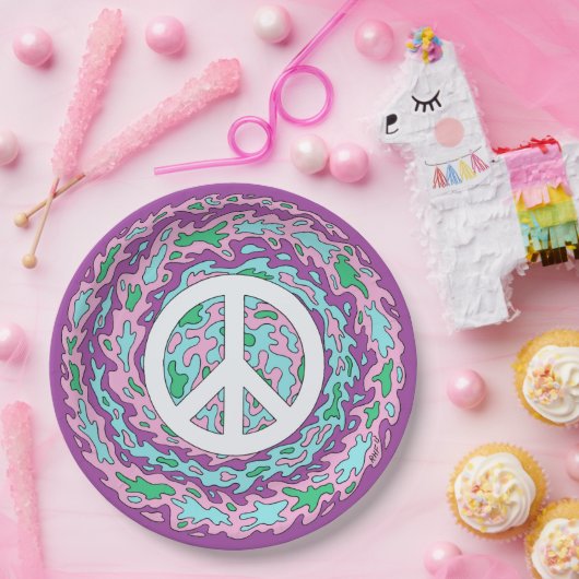 Psychedelischer Frieden Pappteller (Party)