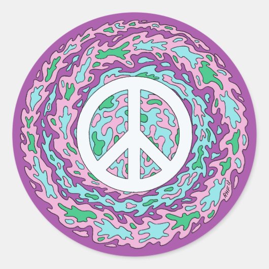 Psychedelischer Frieden Runder Aufkleber (Vorderseite)