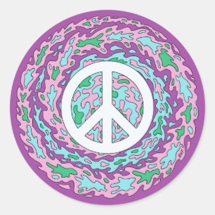 Psychedelischer Frieden Runder Aufkleber