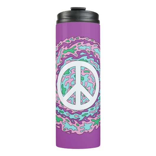 Psychedelischer Frieden Thermosbecher (Vorderseite)
