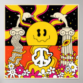 Psychedelischer Frieden und Delphine Poster (Vorne)