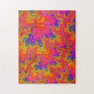 Psychedelischer Funky Hippie Boho Neon Regenbogen  Puzzle