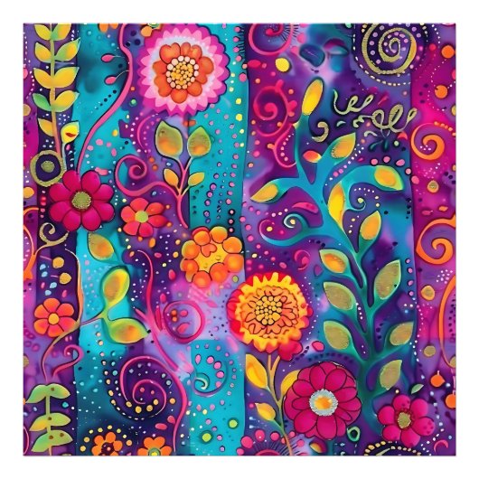 Psychedelischer Garten - Whimsy in Bloom Fotodruck (Vorne)